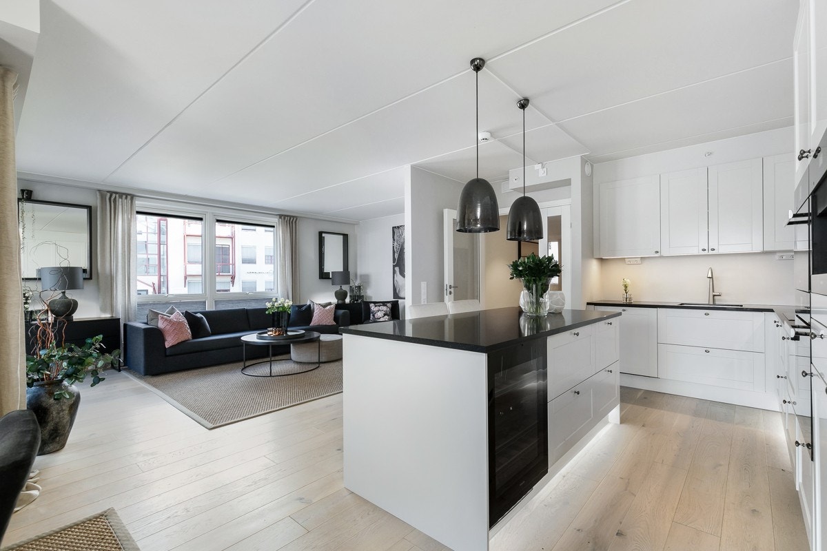 Varme i parkettgulvet gir følelsen av litt luksus i hverdagen. Galleribilde