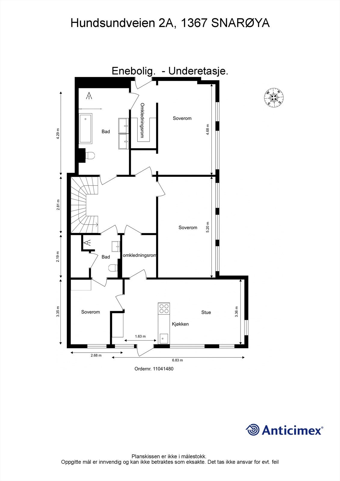 Plantegning underetasje. Galleribilde