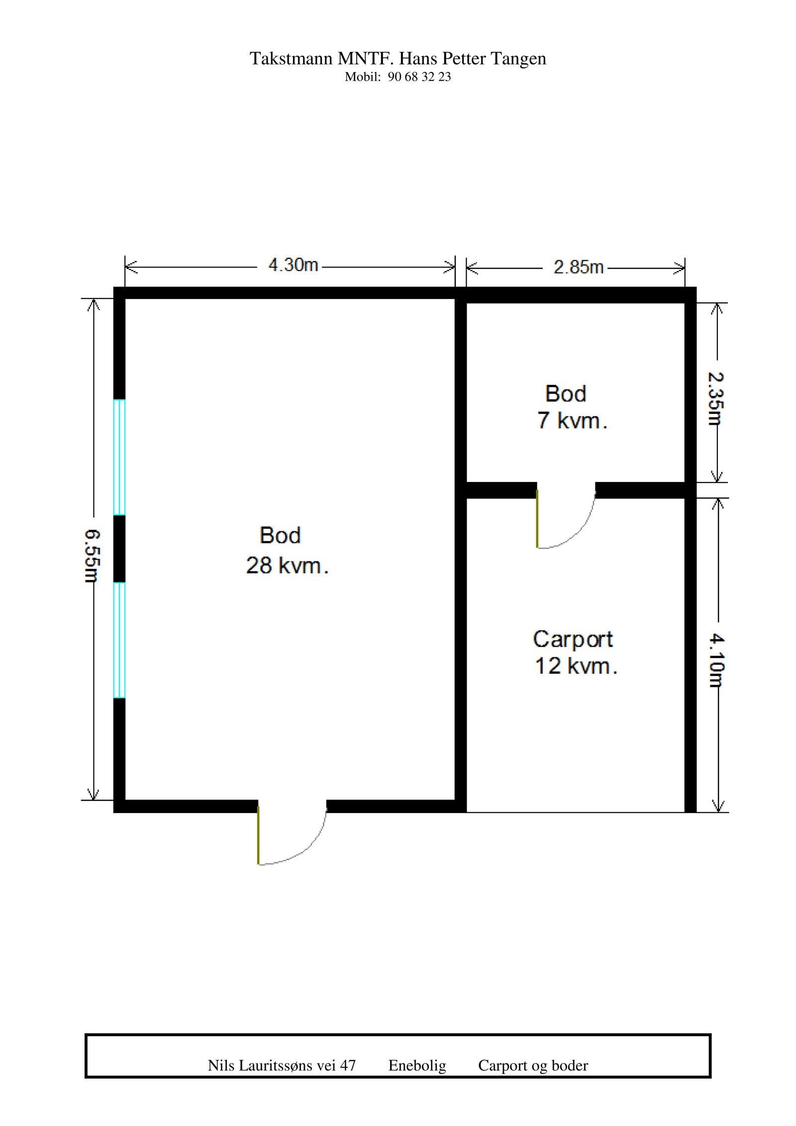 Plantegning carport og to boder Galleribilde