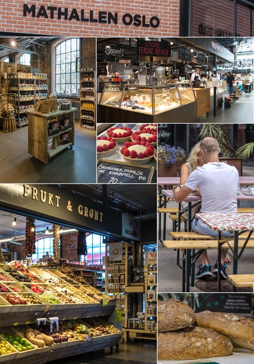 Mathallen som selger spennende råvarer og har flere serveringssteder. Galleribilde