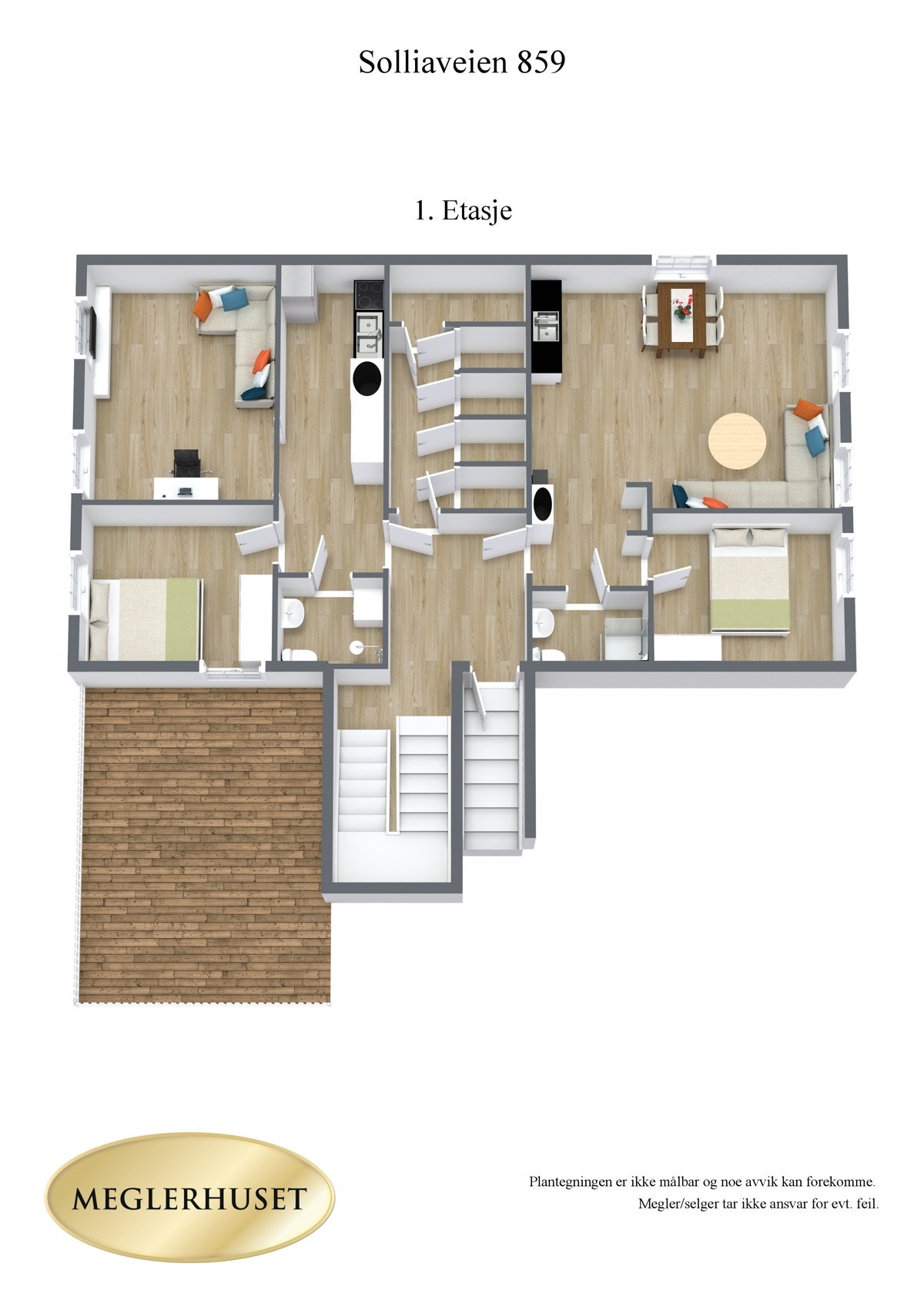 Plantegning 1. etasje 3D Galleribilde