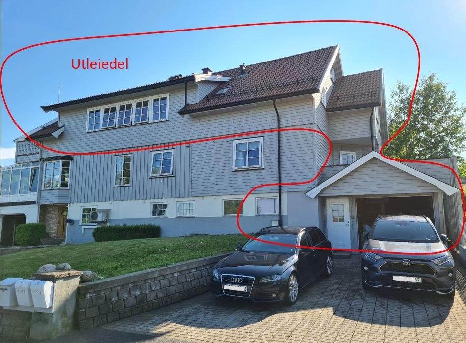 Utleieobjektet innenfor rød strek. Galleribilde
