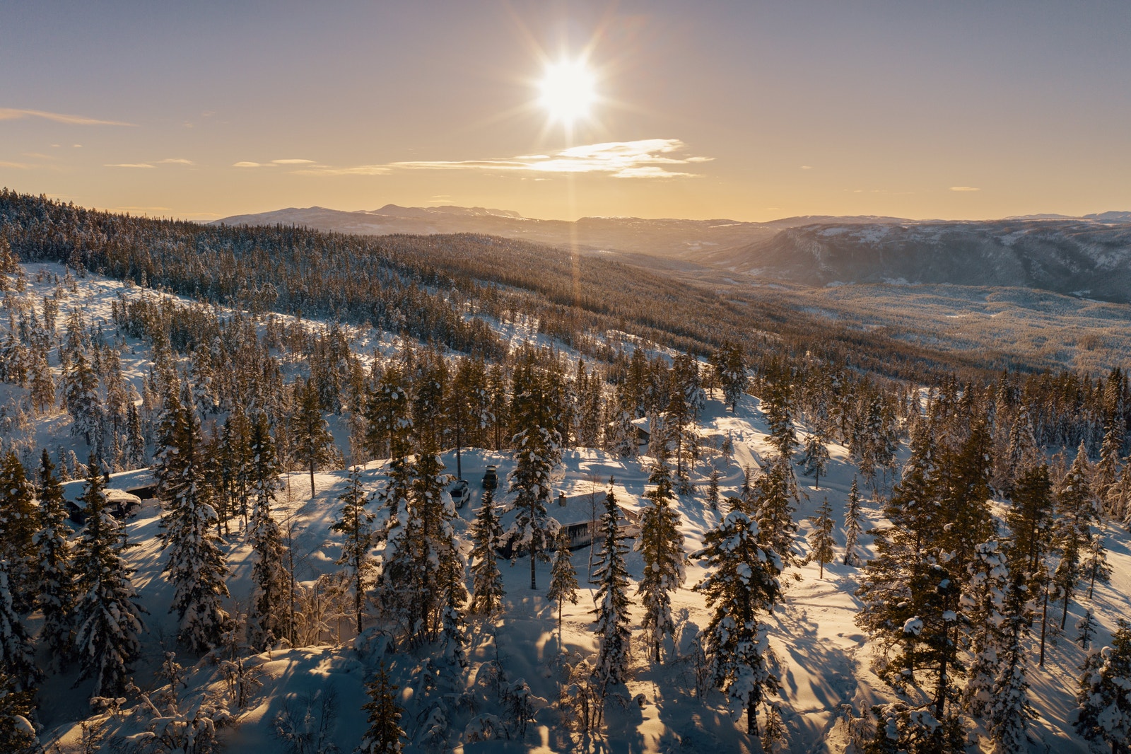 Utsikt vintersol Galleribilde