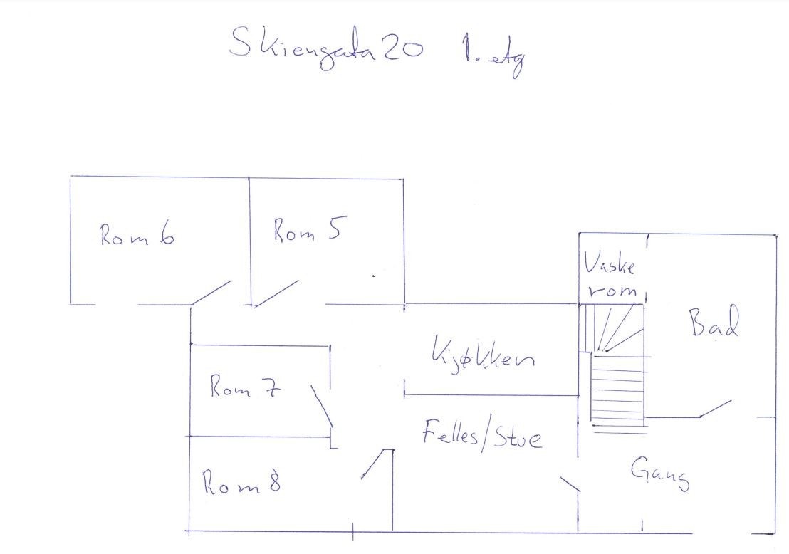 Plan tegning 1. etasje. Galleribilde