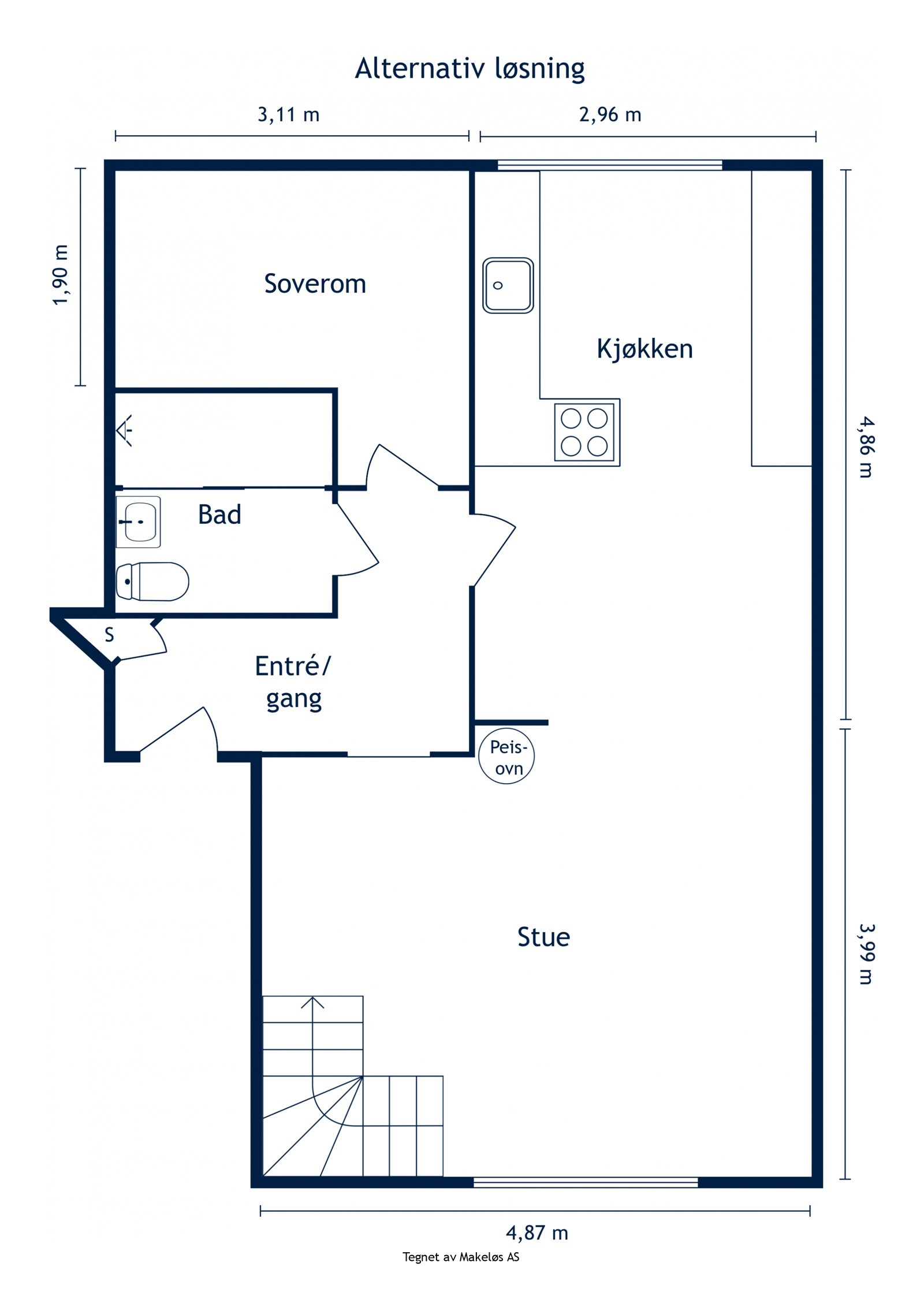 Alternativ plantegning 3.etasje Galleribilde