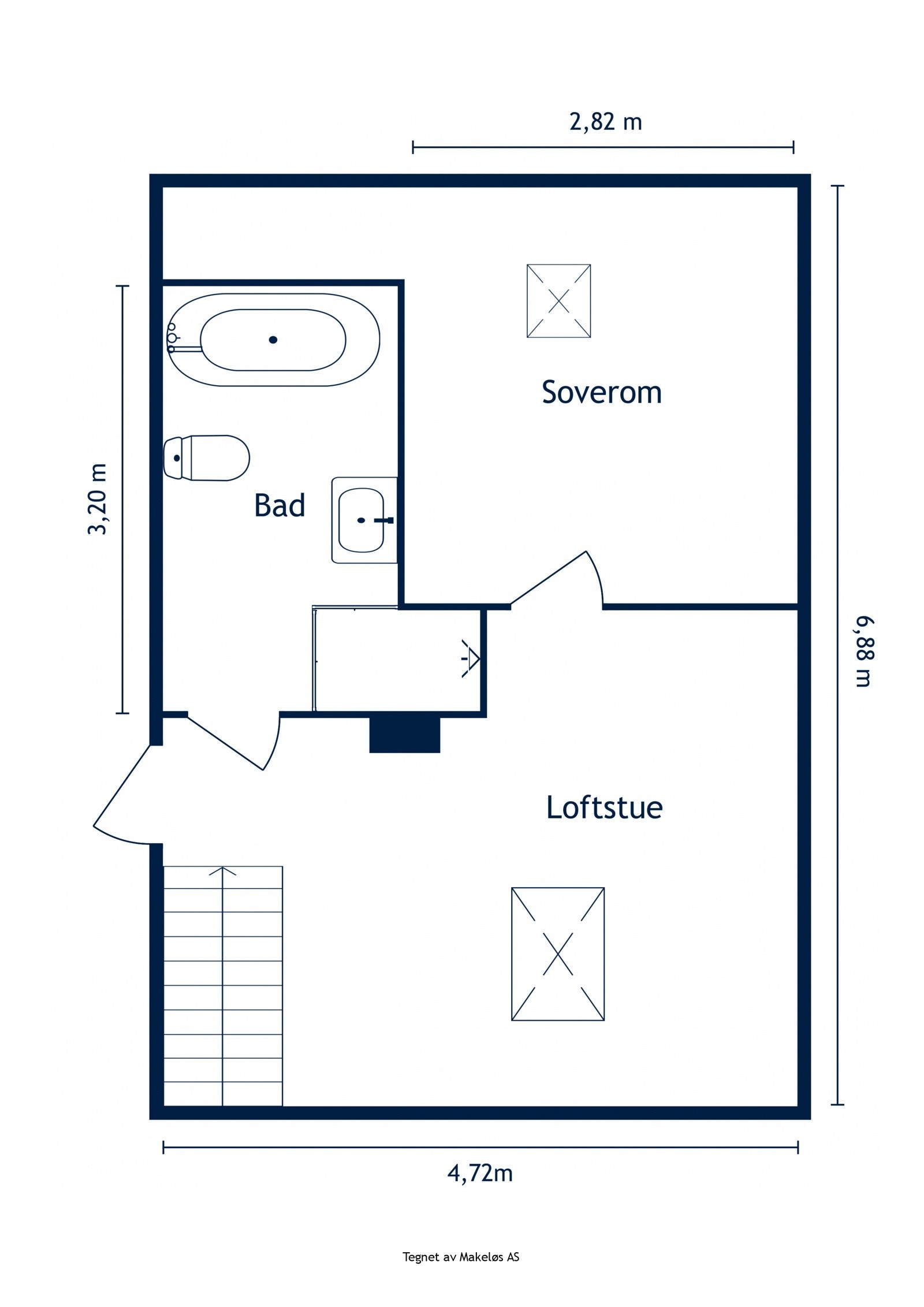 Plantegning loftsetaasje Galleribilde