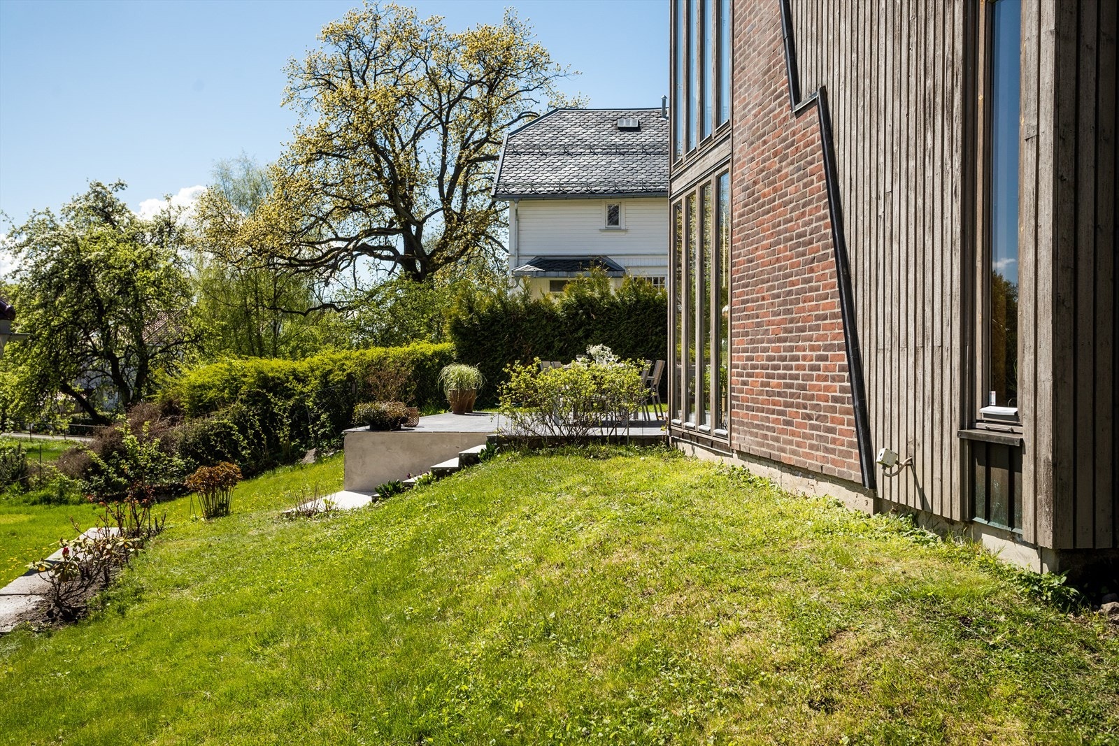 Hyggelig og beplantet plen. Galleribilde