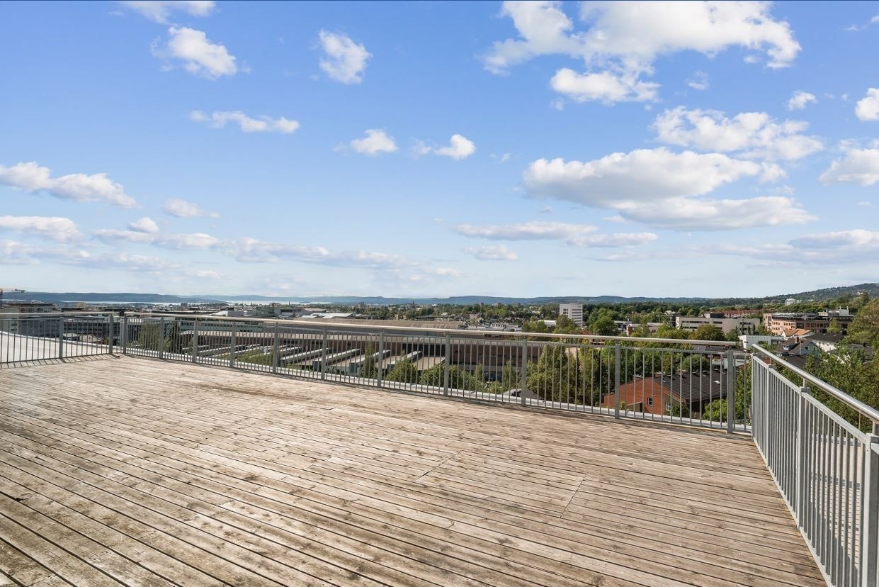 Felles takterrasse hos 33 B med praktfull utsikt. Galleribilde