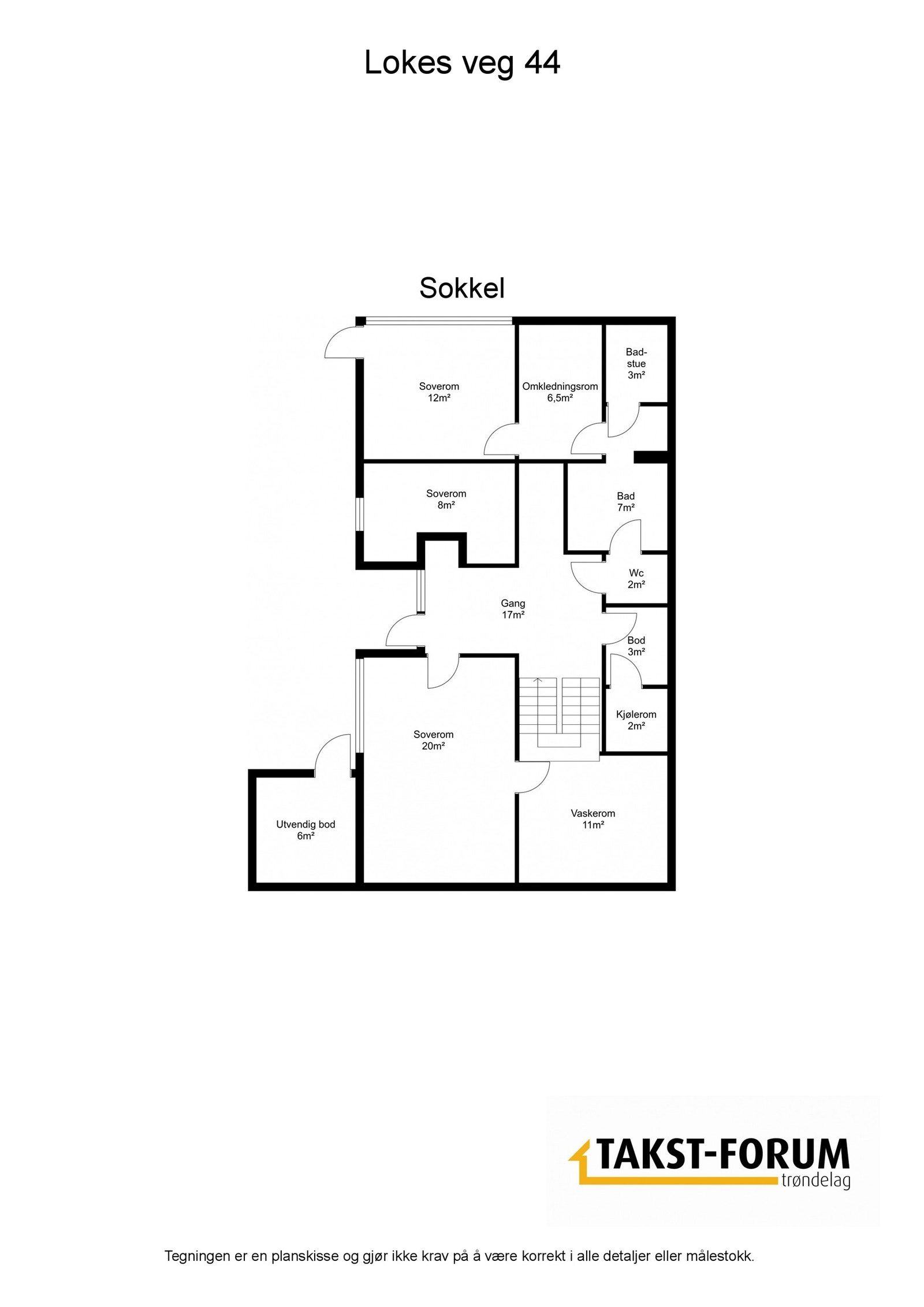 Planskisse sokkel med areal. Galleribilde