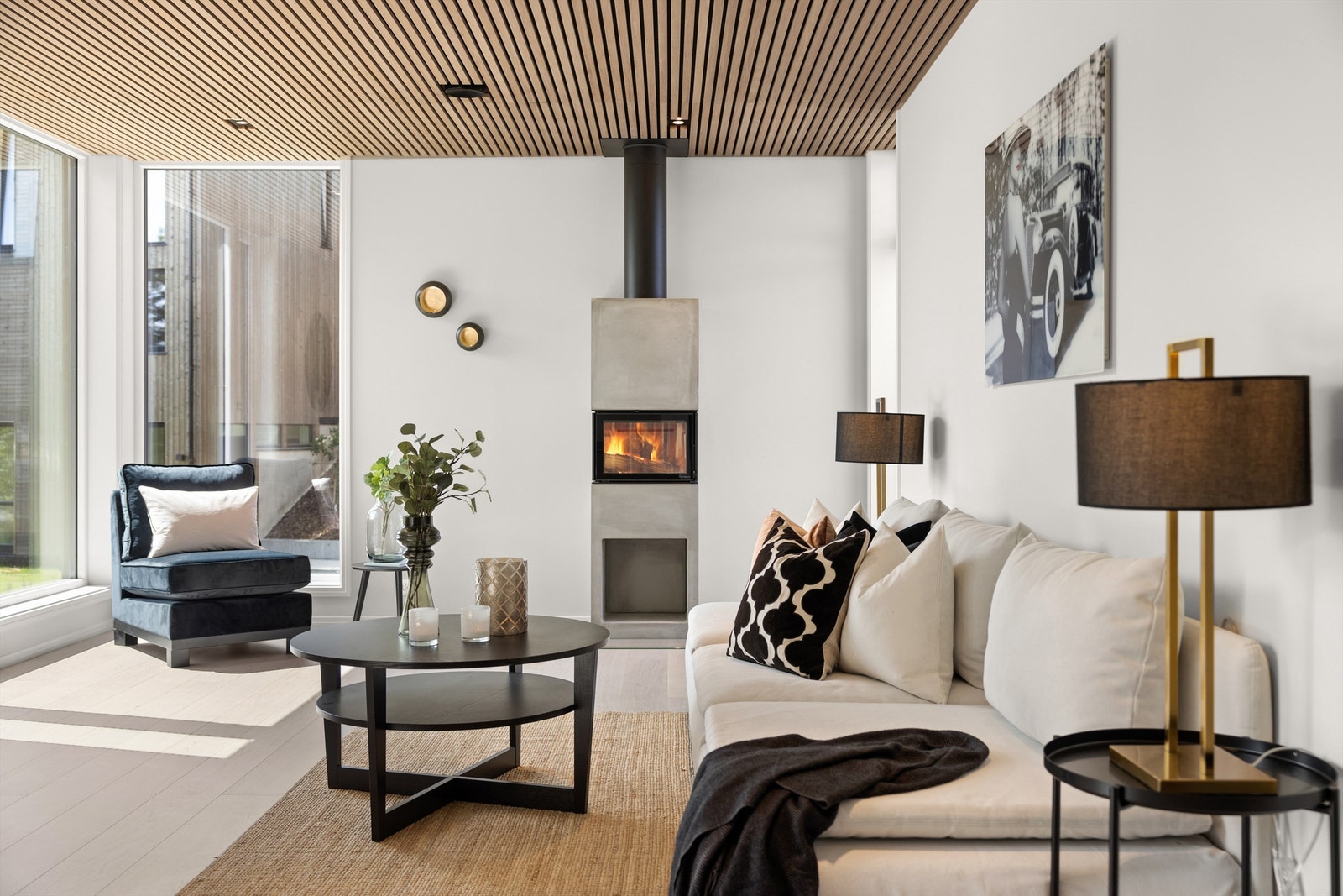 Stue med peis Galleribilde