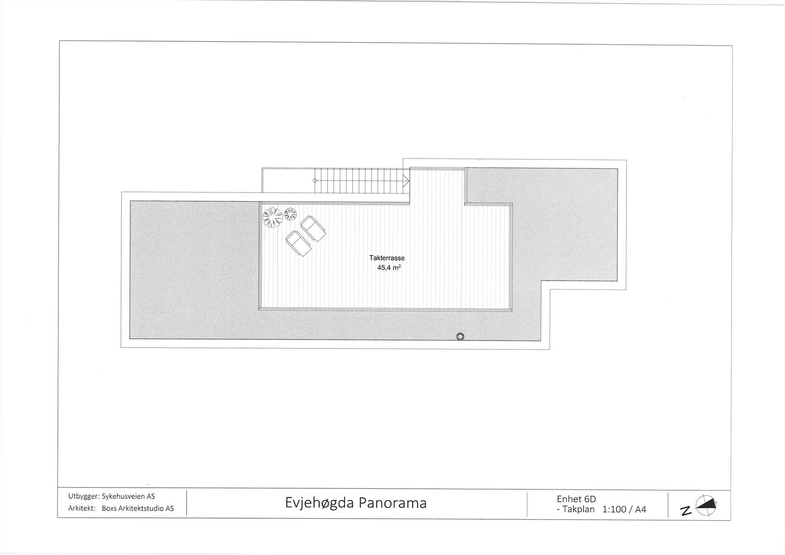 Plantegning takterrasse Galleribilde