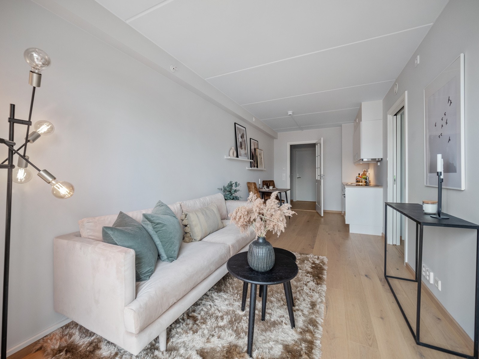 Stue med åpen kjøkkenløsning. Galleribilde