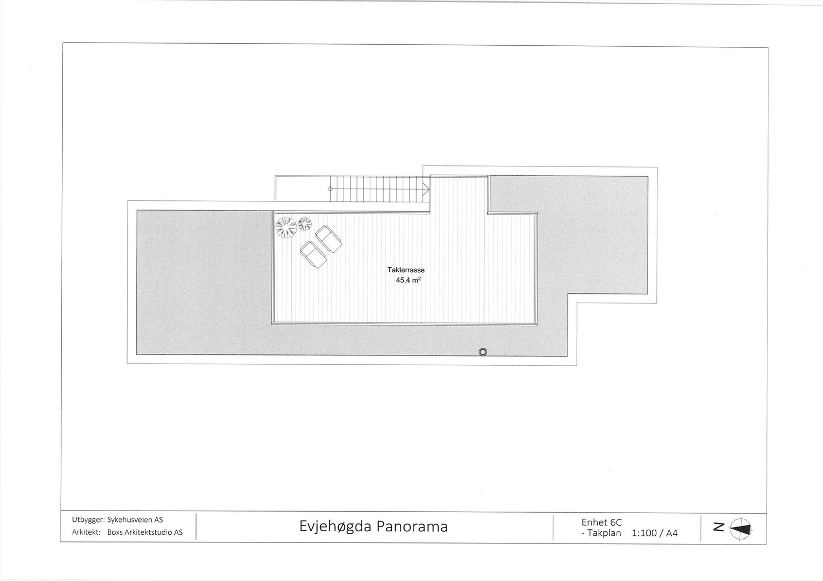 Plantegning takterrasse Galleribilde