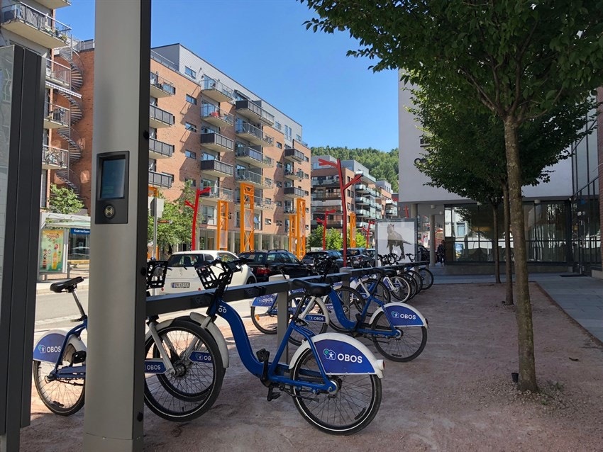 Kværnerbyen har eget bysykkelstativ - rull ned til sentrum på 5 minutter. Galleribilde