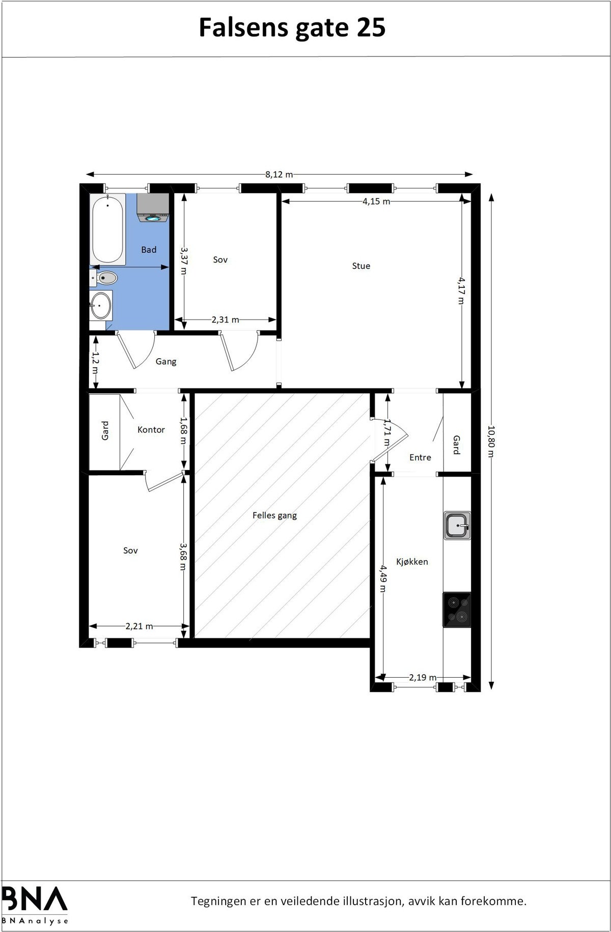 Vi starter med plantegningen, slik at du får orientert deg i boligen. Galleribilde