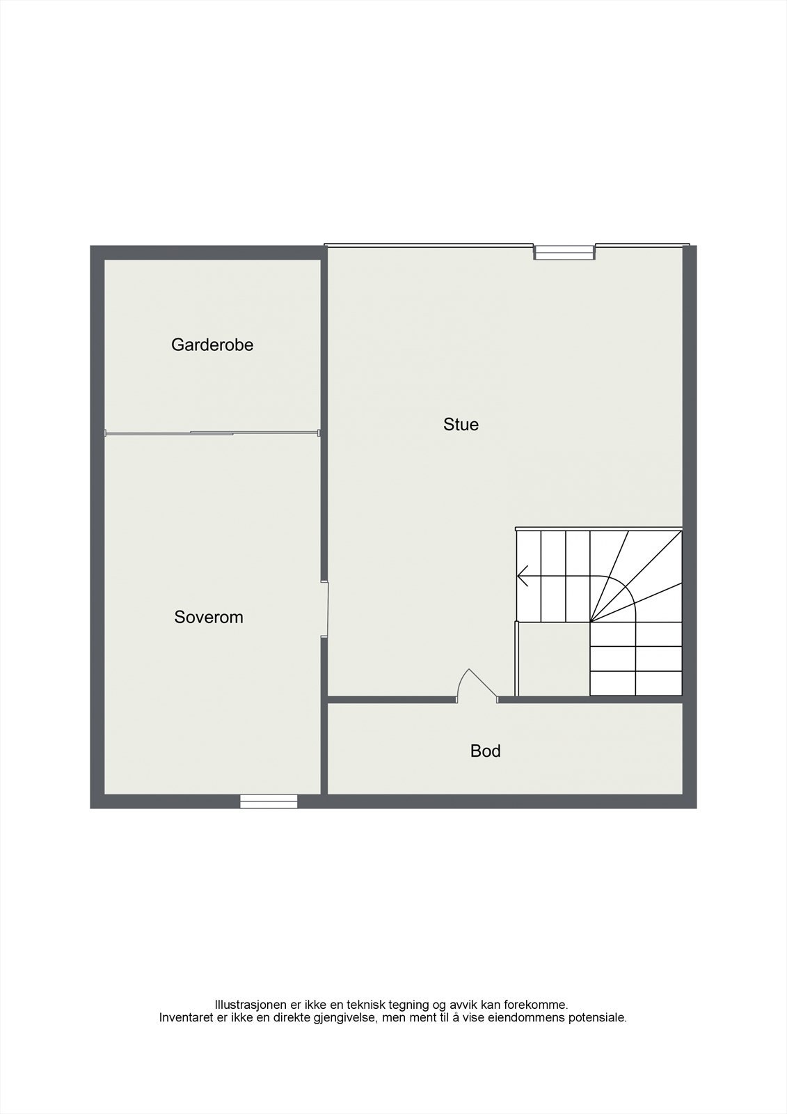 2D-tegning loftsetasje/hems. Galleribilde