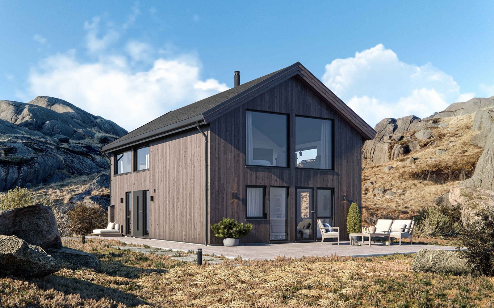 Illustrasjon av hyttetypen Tuefjedle Galleribilde