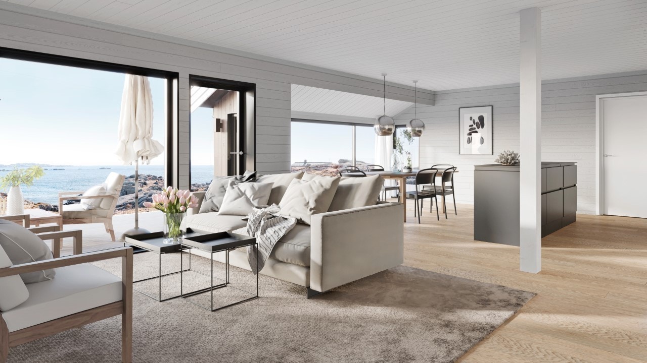 Interiør illustrasjon av hyttetypen Hedlaren Galleribilde