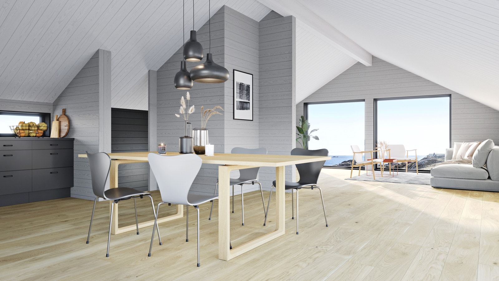 Illustrasjon av hyttetypen Tuefjedle interiør Galleribilde