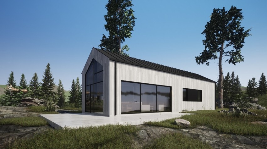 3D-modell av hytten fra Urbanhus som er tilbudt. Galleribilde