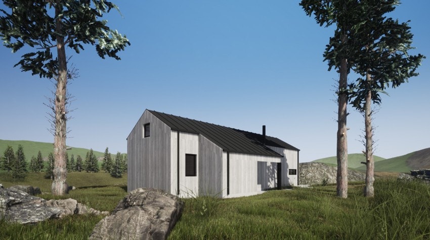 3D-modell av hytten fra Urbanhus som er tilbudt. Galleribilde