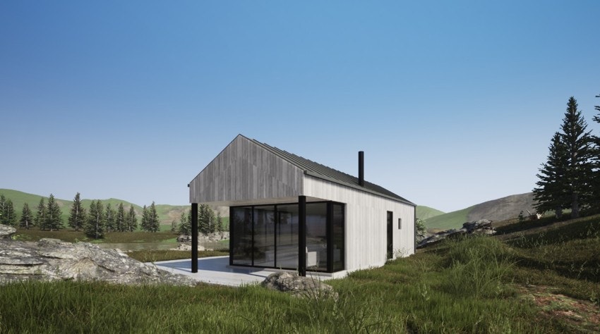 3D-modell av hytten fra Urbanhus som er tilbudt. Galleribilde