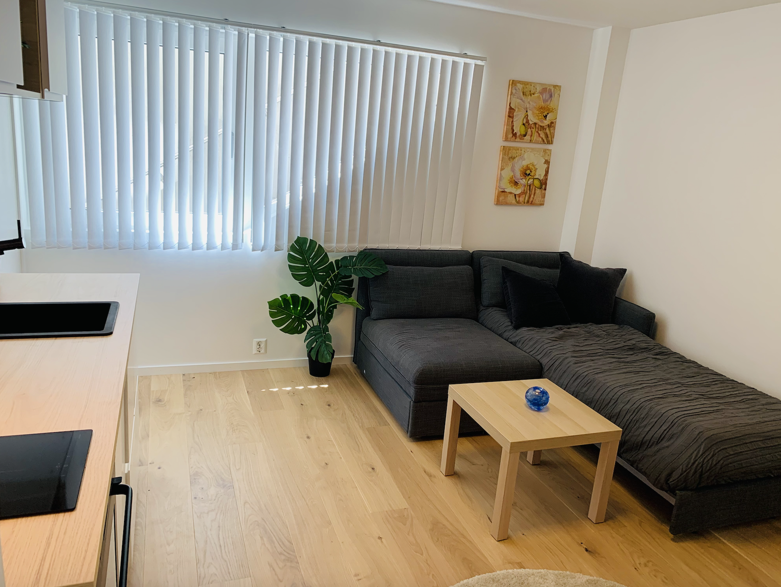 Sofaen kan slås sammen, brukes til seng eller sjeselong. Galleribilde