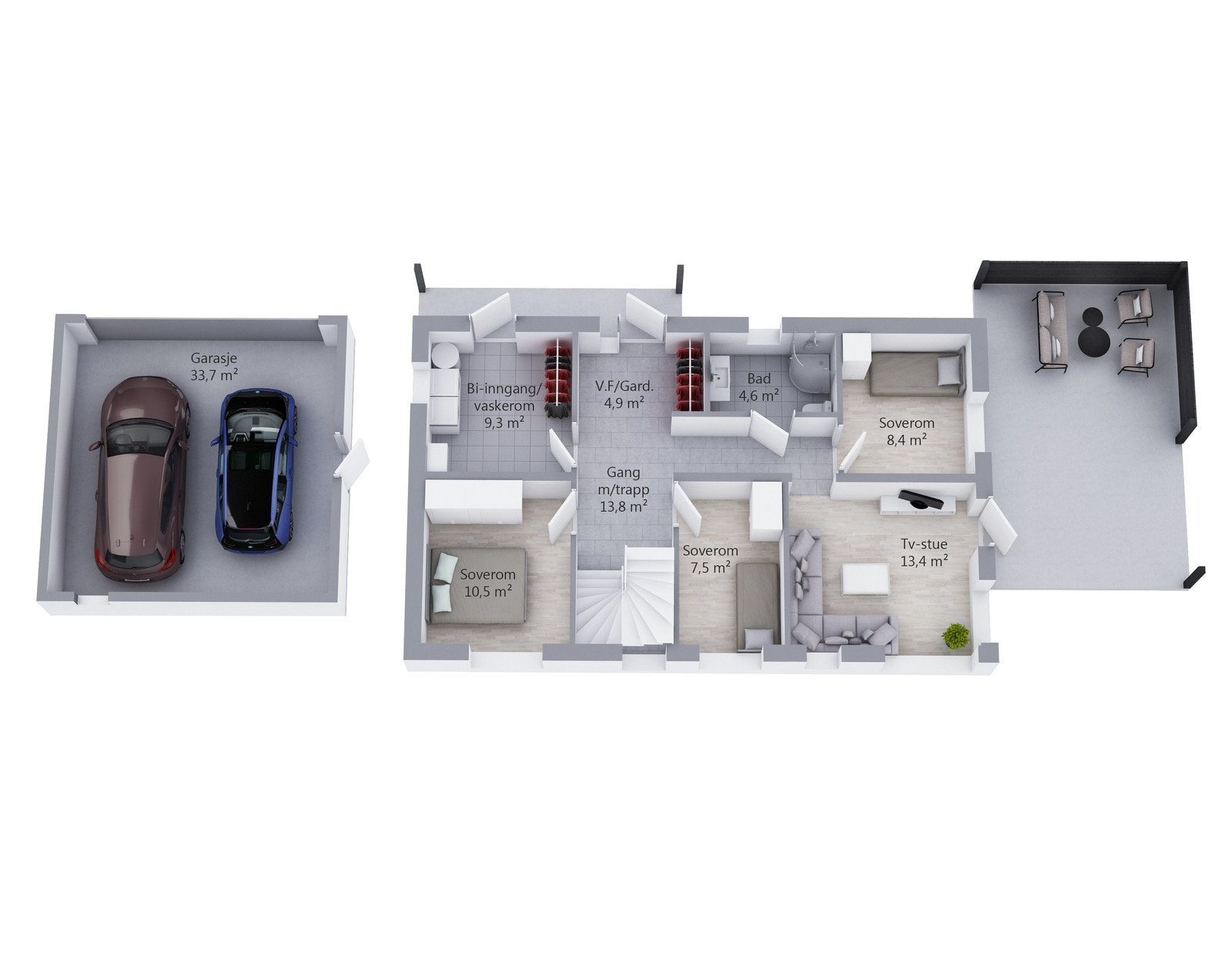 Innholdsrik Underetasje med fin TV-stue. Galleribilde