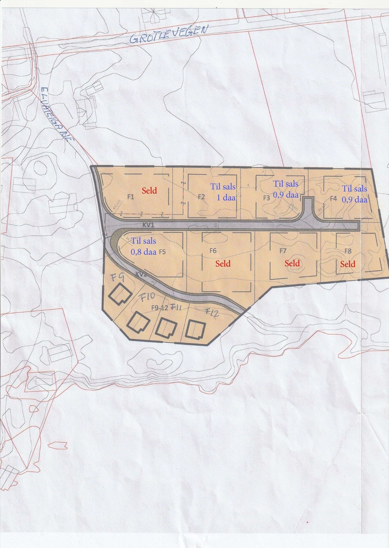 Tomtekart, 4 ledige tomter Galleribilde