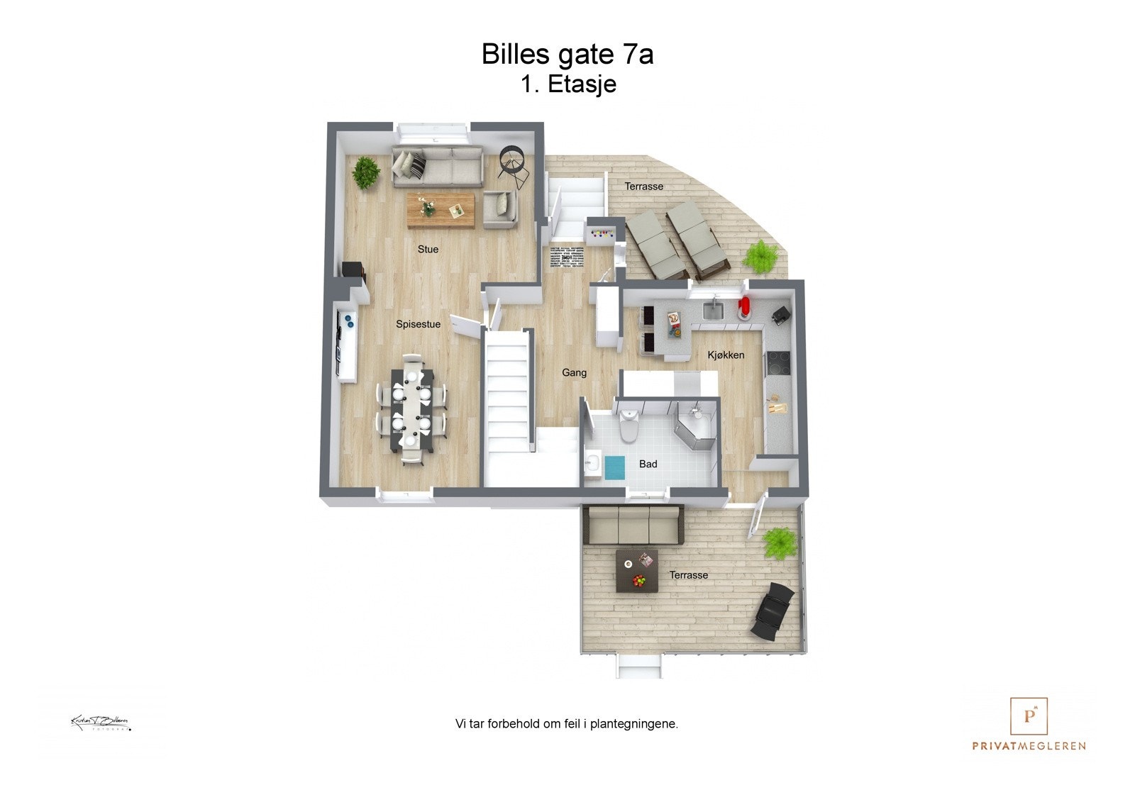 3D Plantegning 1. etasje Galleribilde