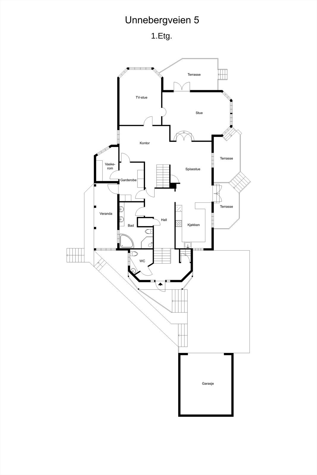 Veiledende, ikke målbar planskisse for 1. etasje. Galleribilde