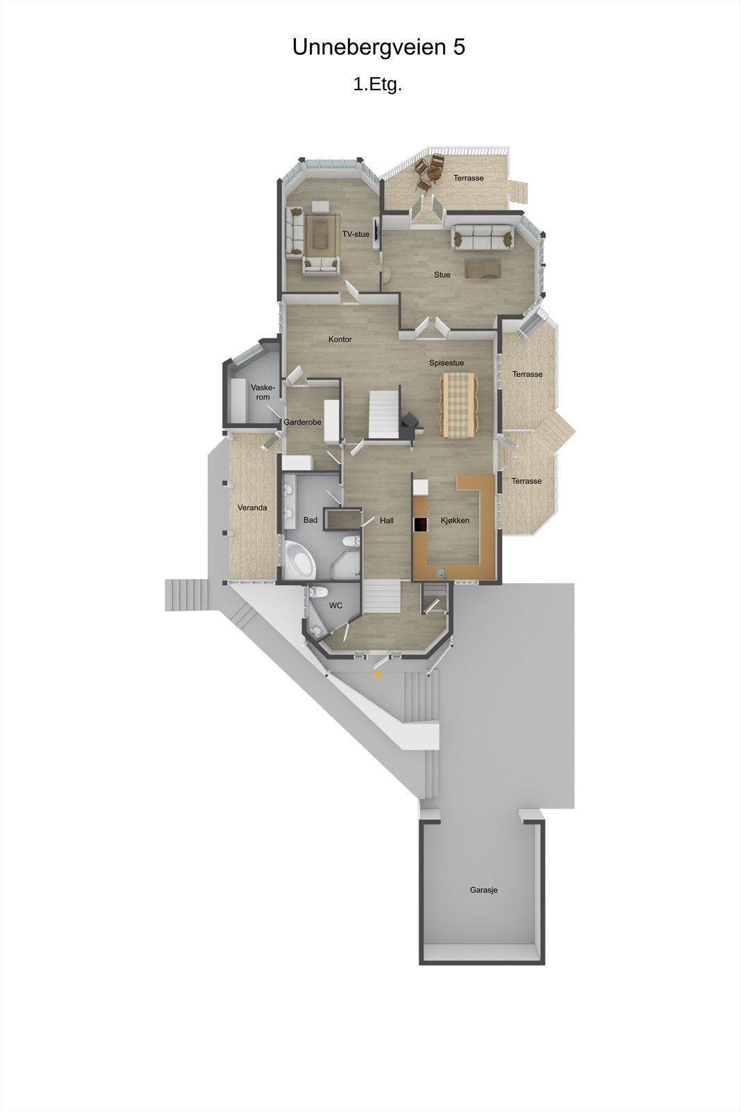 Veiledende, ikke målbar planskisse for 1. etasje. Galleribilde