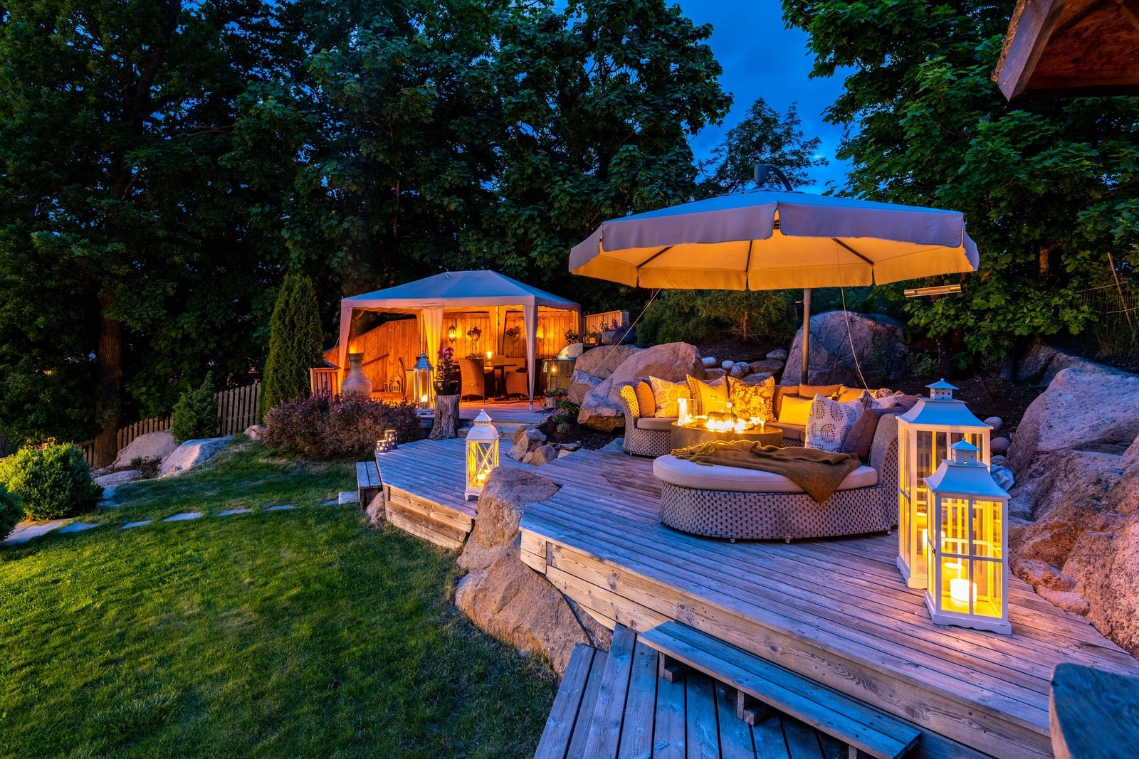 Plattingene legger til rette for aktiv bruk av hagen sommerstid. Galleribilde