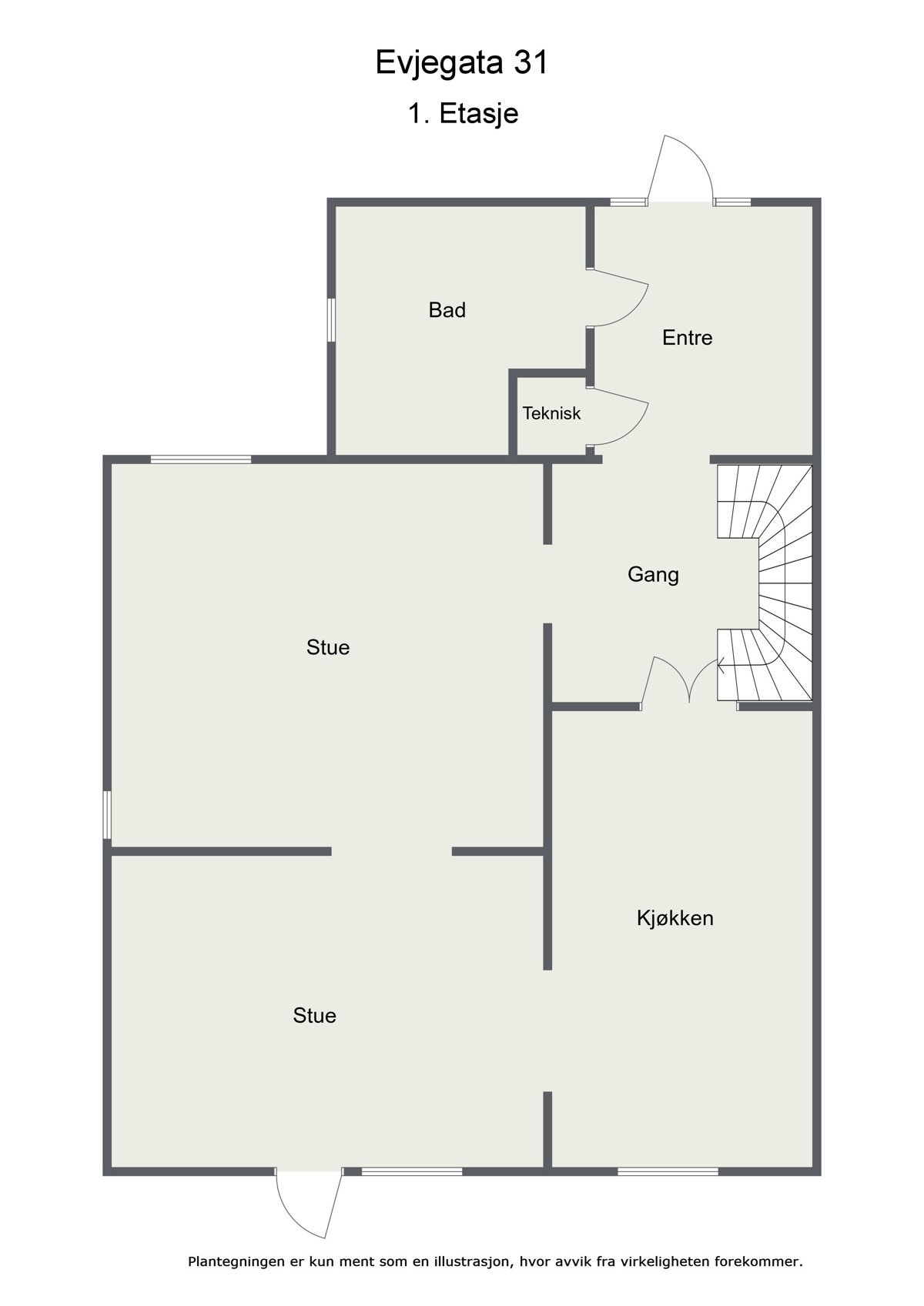 Plantegning 1. Etasje. Galleribilde