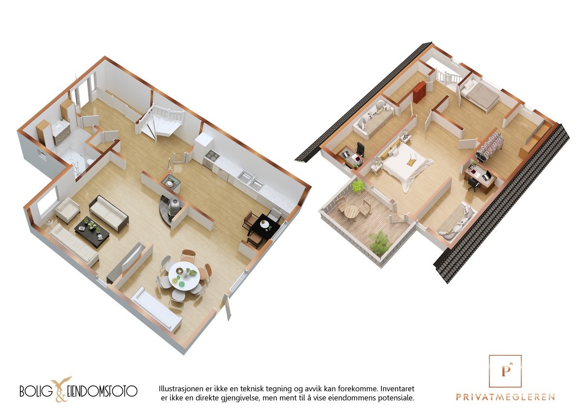 Plantegning begge etasjer. Galleribilde