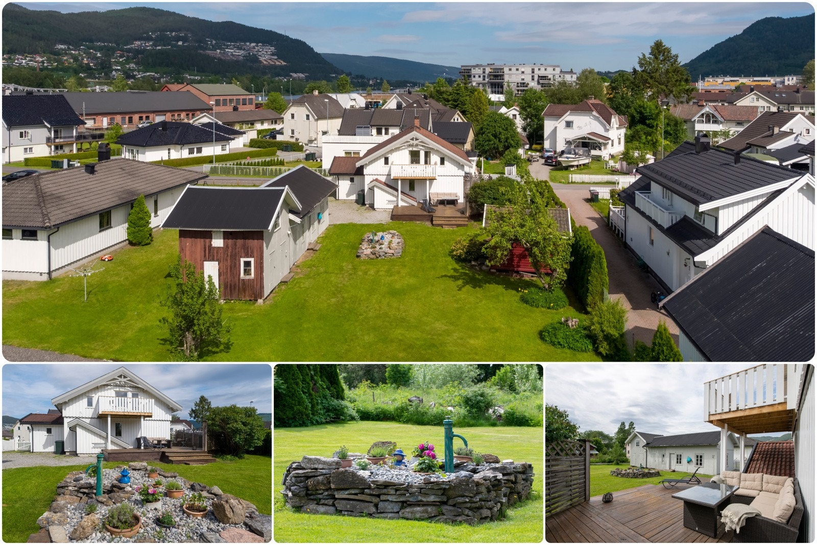 Koselig enebolig over 2 plan + kjeller med garasje - Skjermet hage med stabbur og uthus - Solrike uteplasser - Sentralt nær sentrum/togstasjon. Galleribilde