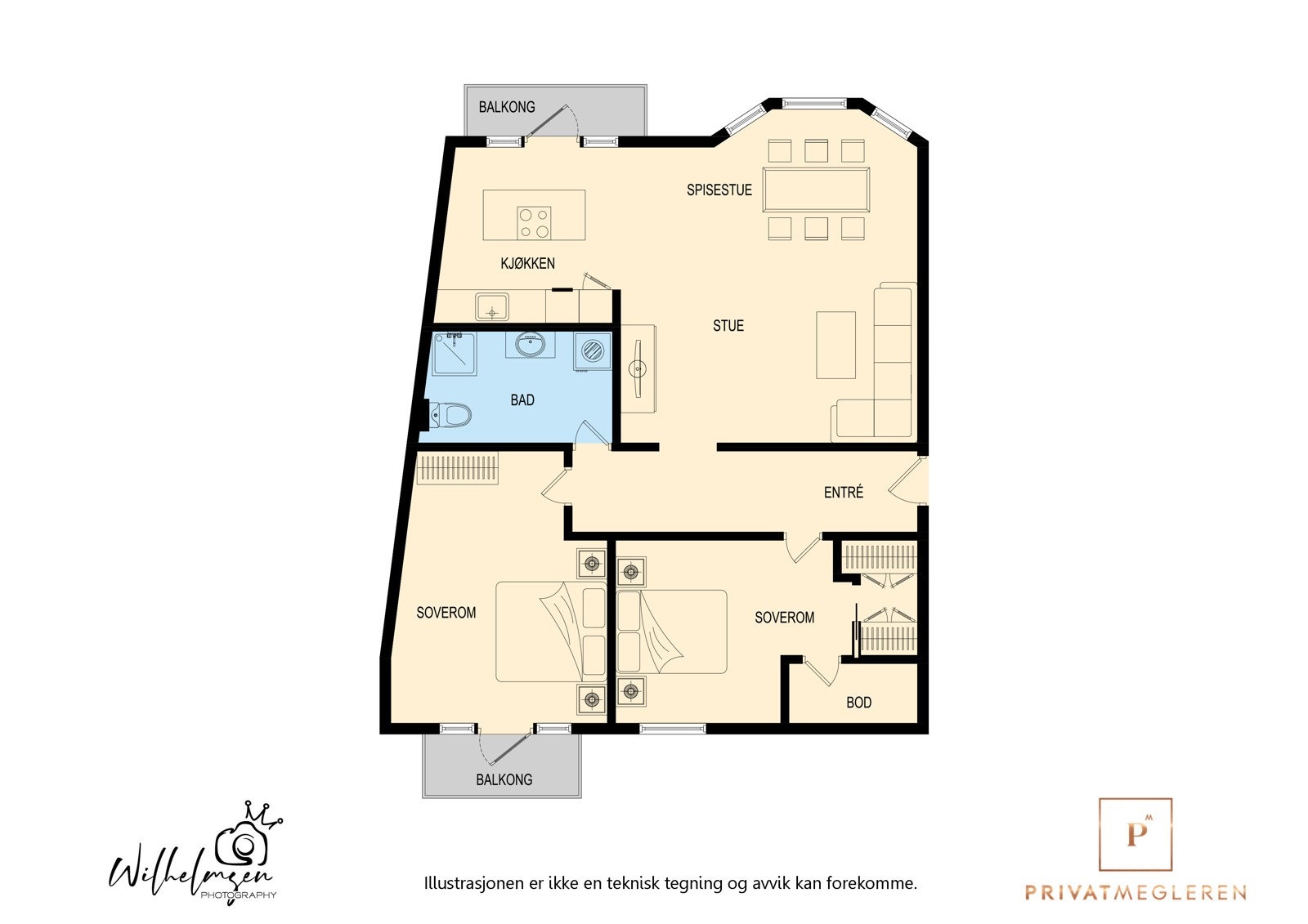 Leiligheten har en arealeffektiv planløsning, hvor samtlige rom er av god størrelse. Galleribilde