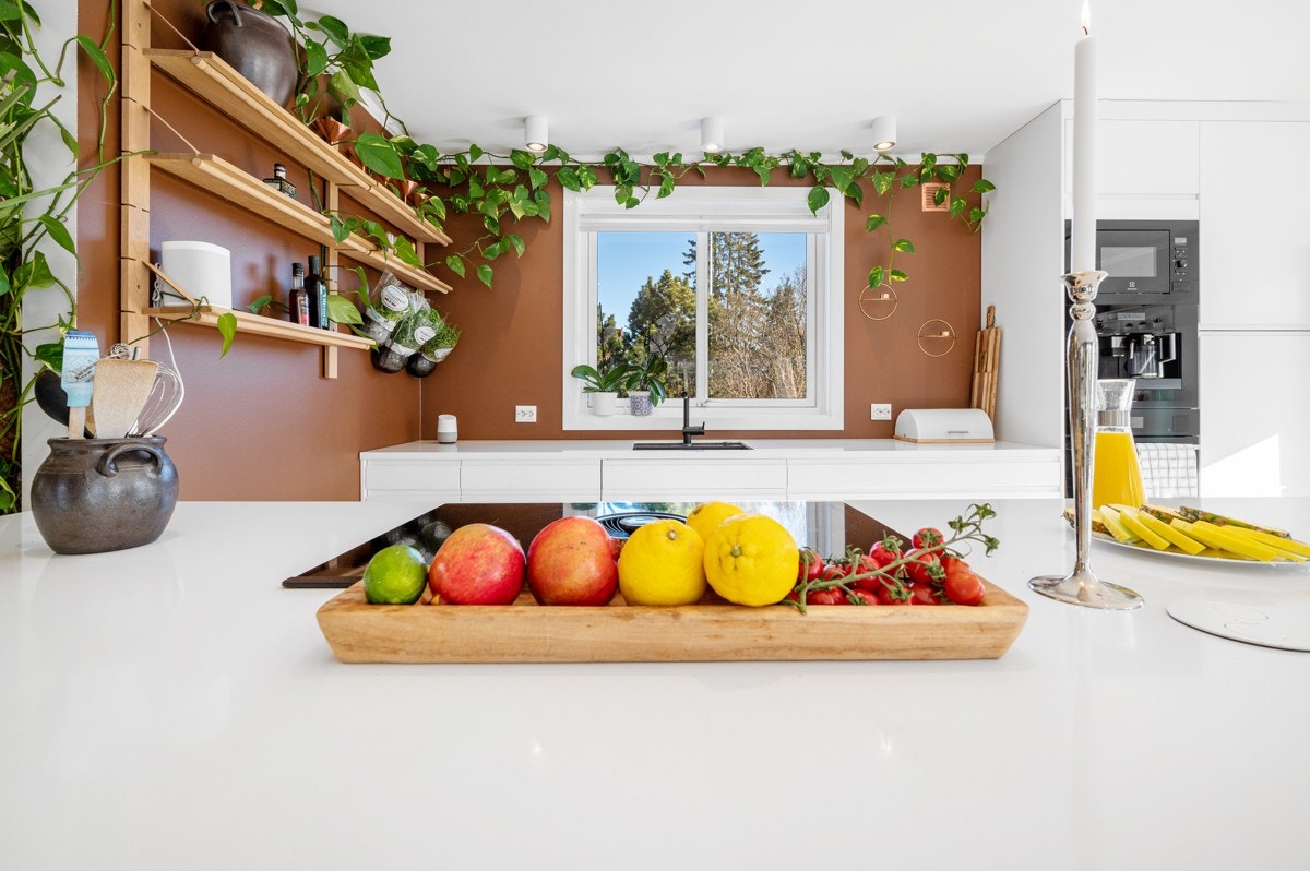 På kjøkkenet er det flotte klatreplanter. Galleribilde