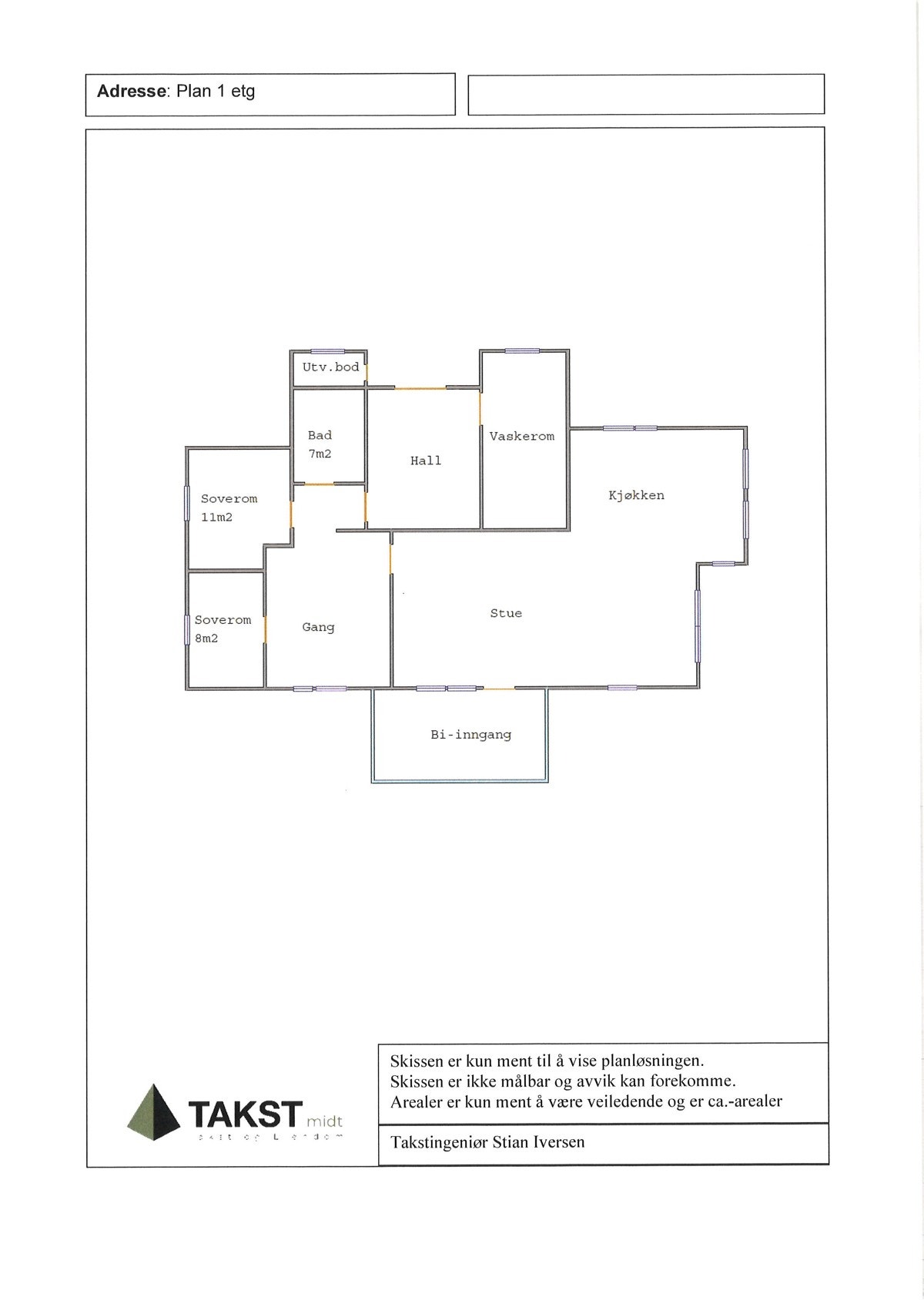 Planskisse hovedhus 1. etasje. Galleribilde