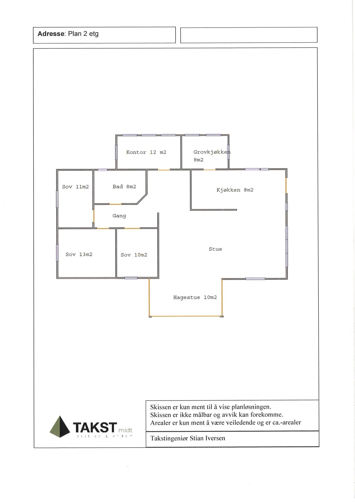 Planskisse hovedhus 2. etasje. Galleribilde