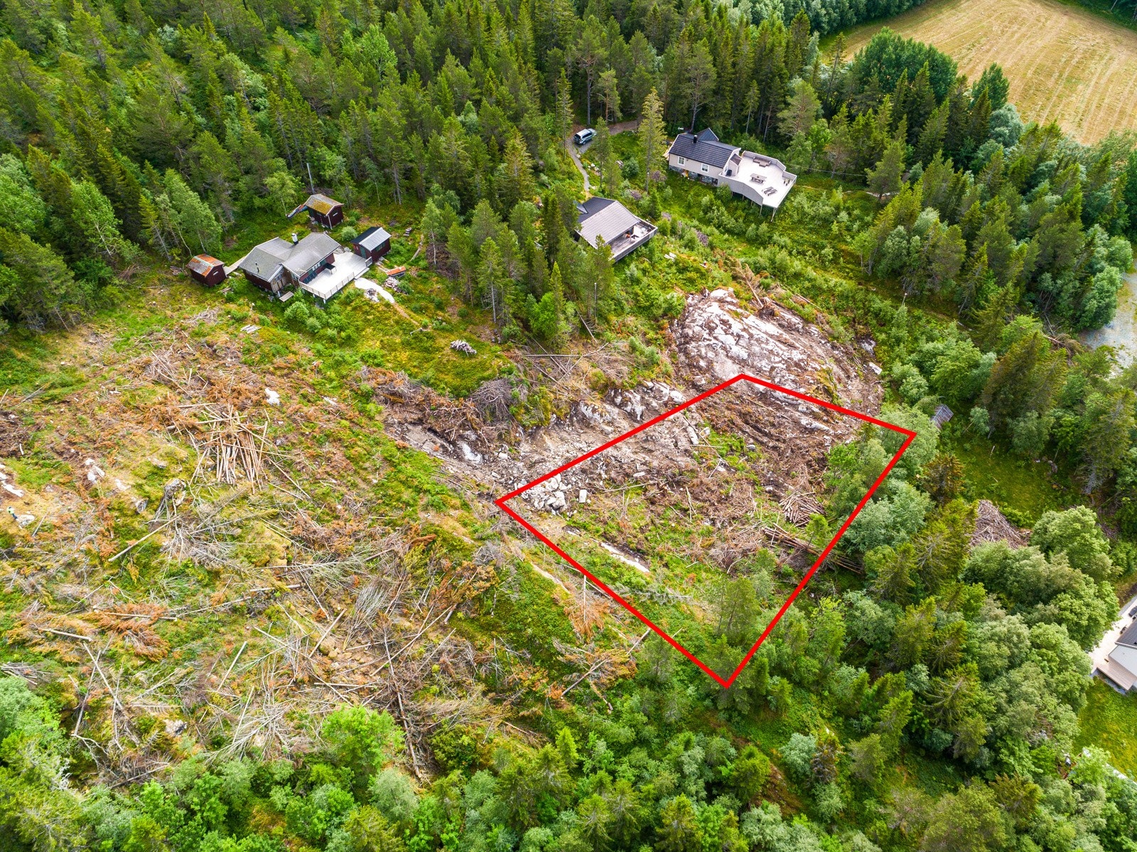 Tomten er markert på bildet Galleribilde