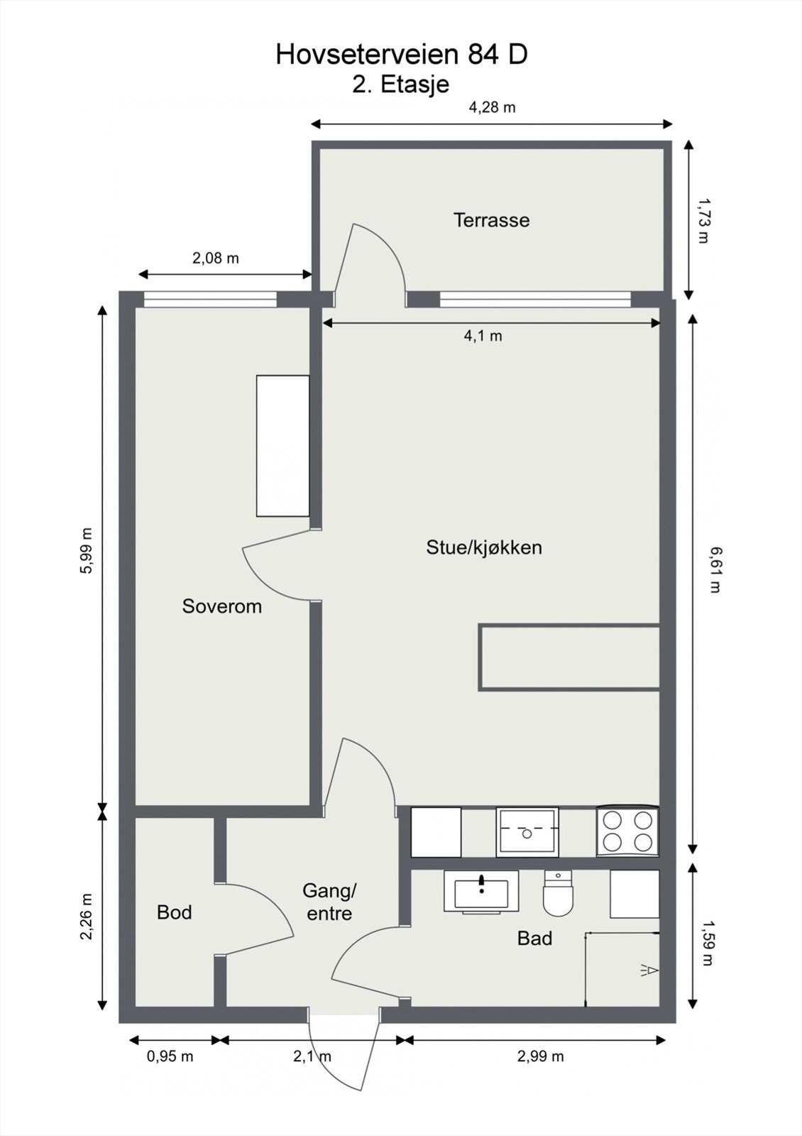 Plantegning - Hovseterveien 84 D - 2. Etasje. Galleribilde