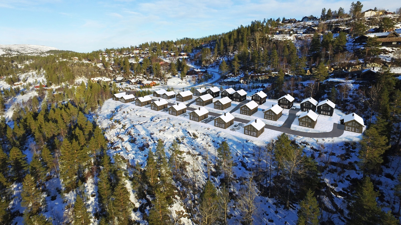 Oversiktsbilde Bortelid Fjellgrend, 3 D illustrasjon Galleribilde