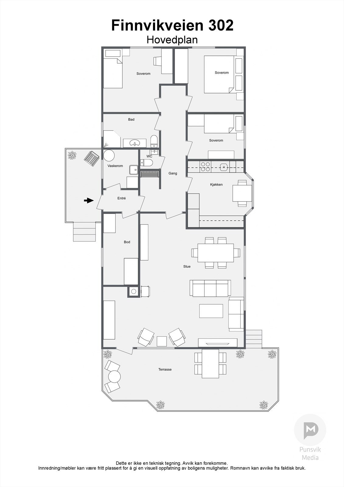 Finnvikveien 302 - Hovedplan - 2D Galleribilde