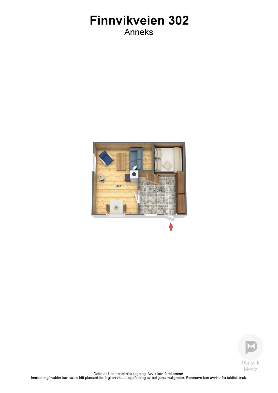Finnvikveien 302 - Anneks - 3D Galleribilde