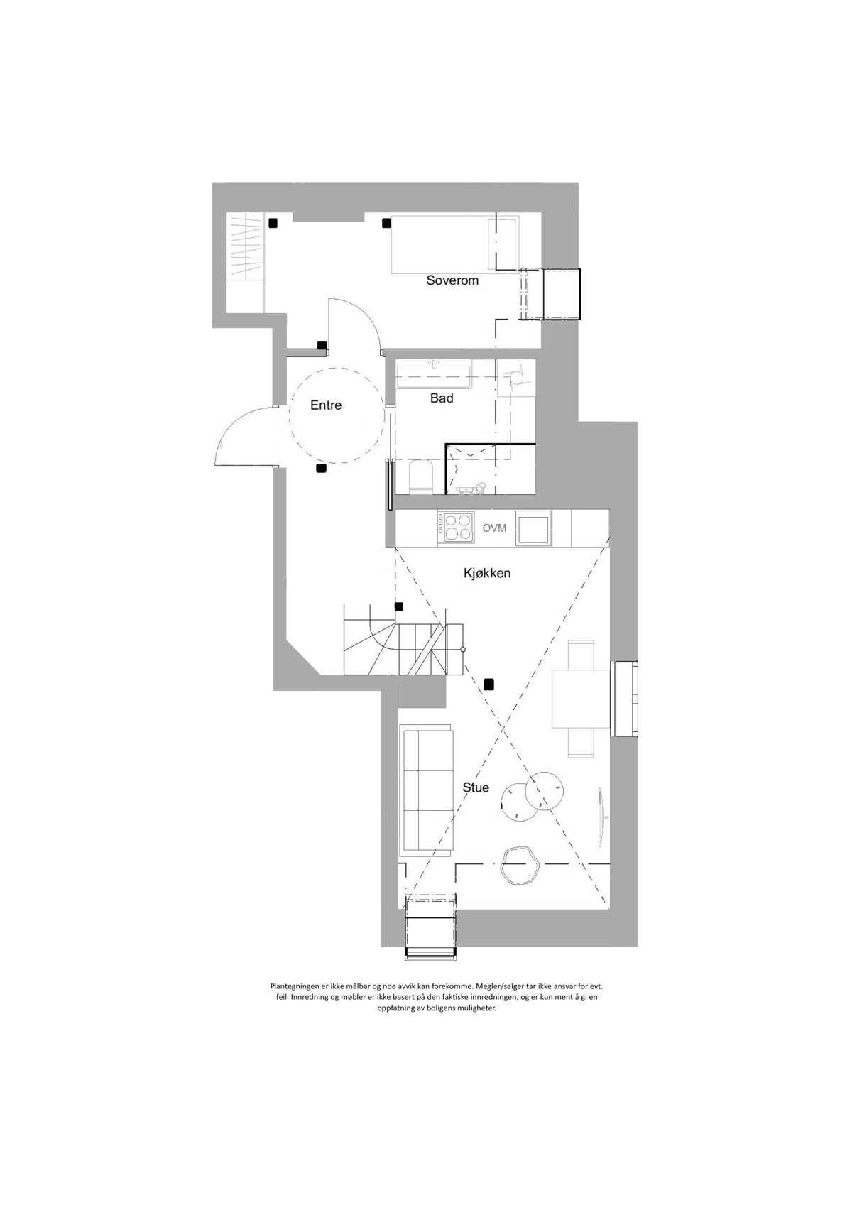 Plantegning nedre plan. Galleribilde