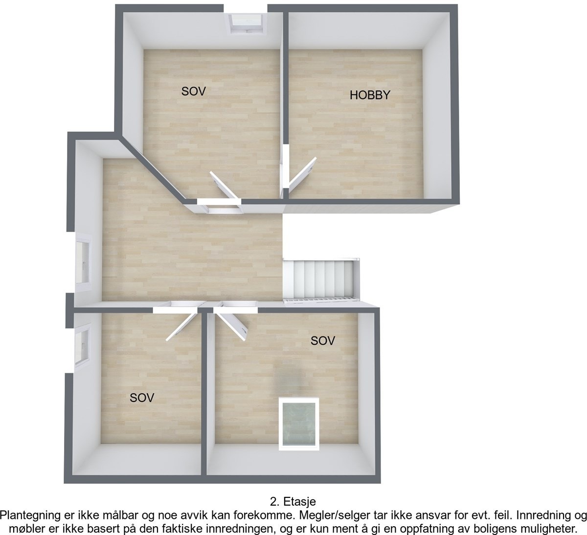 Plantegning 3D - 2. etg. Galleribilde