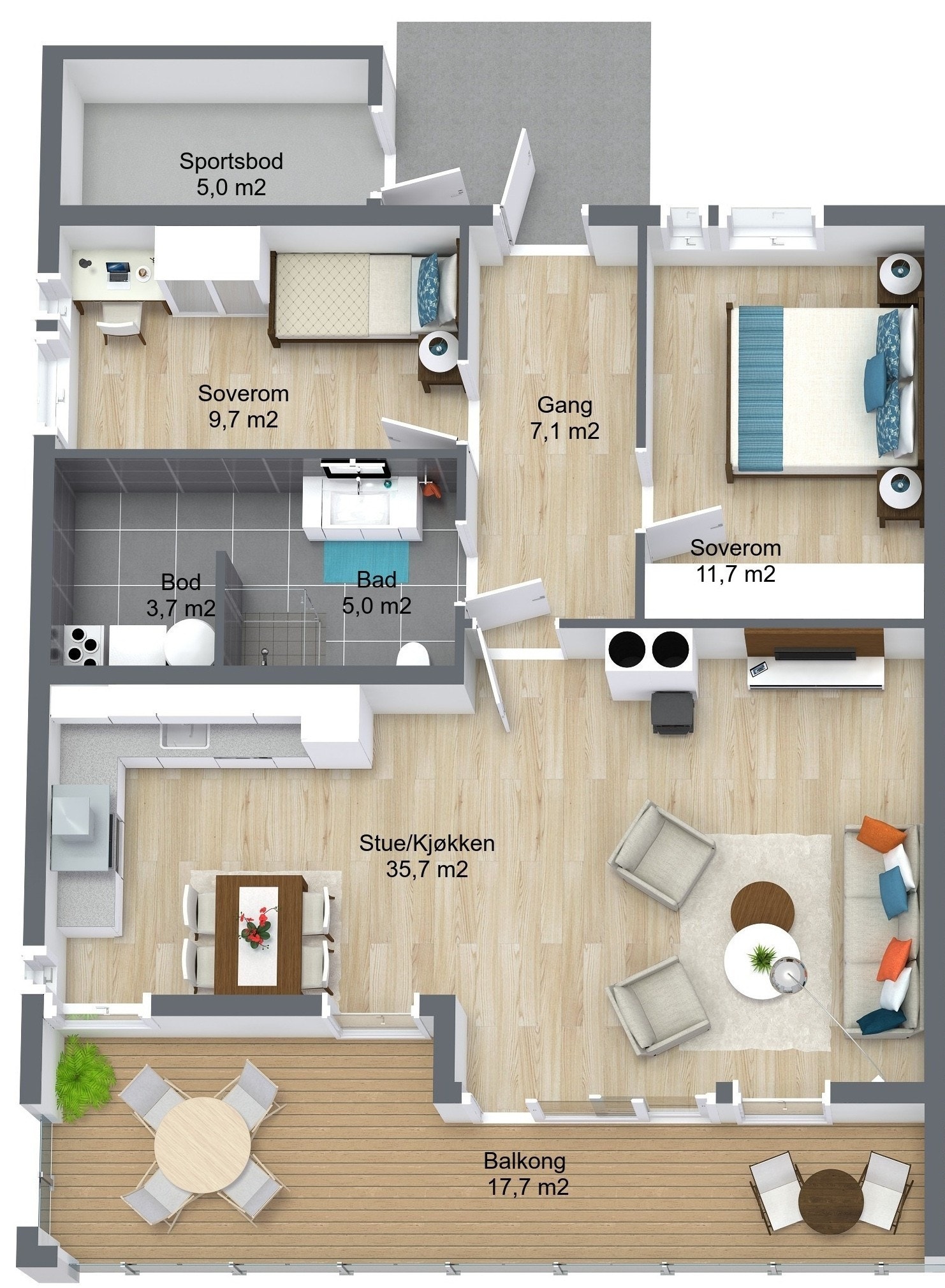 Planillustrasjon boligseksjon Galleribilde