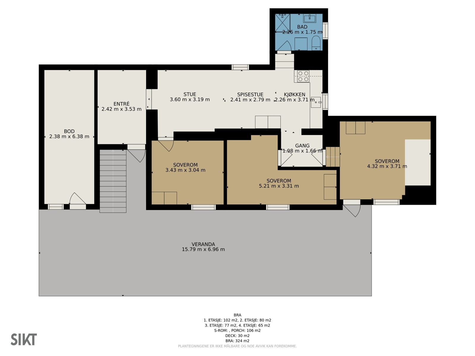 Plantegning (alt på planene er leiligheten ) rommet til høyre er rom 1. Galleribilde