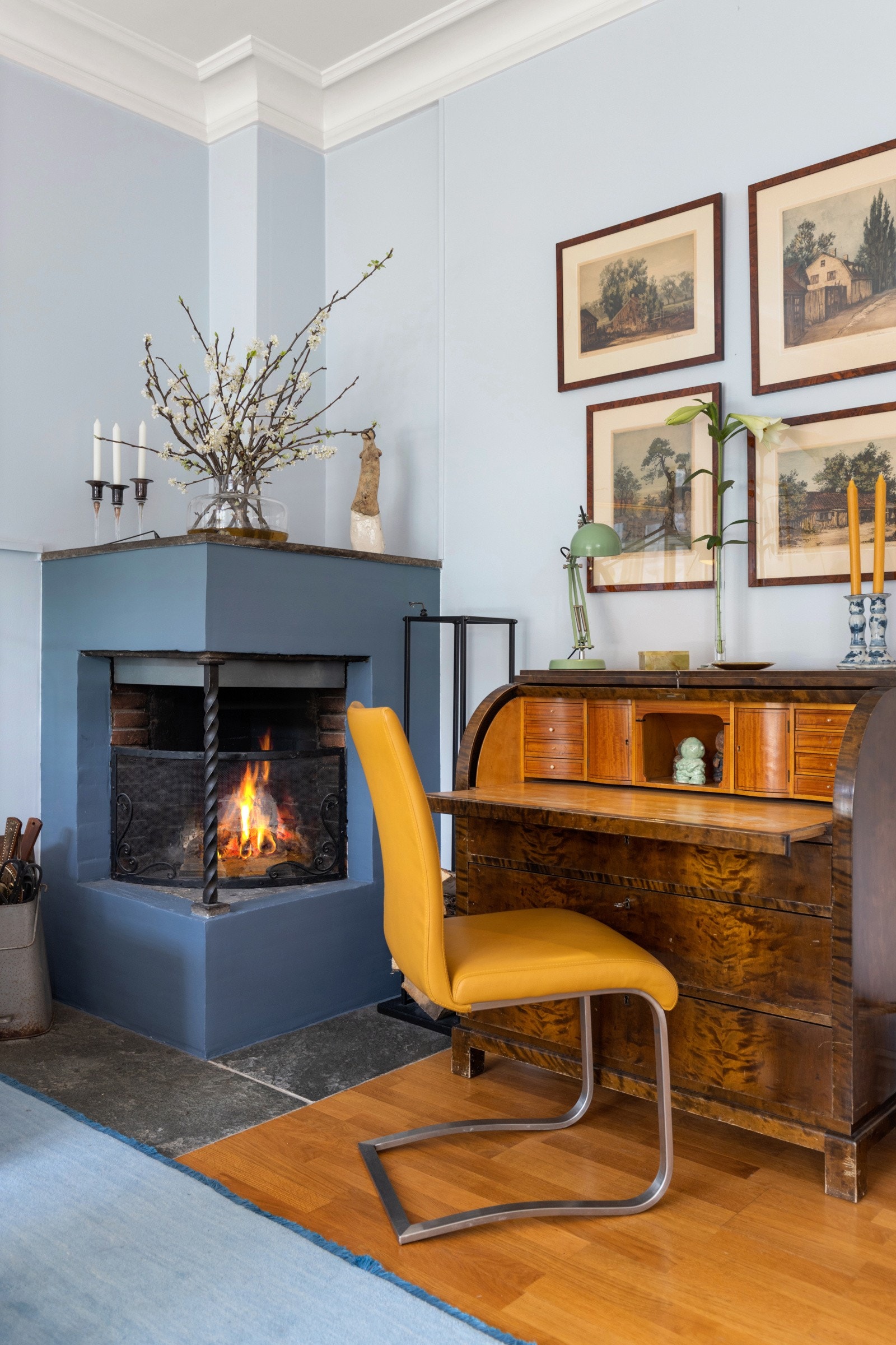 Detaljbilde peis i stuen. Galleribilde